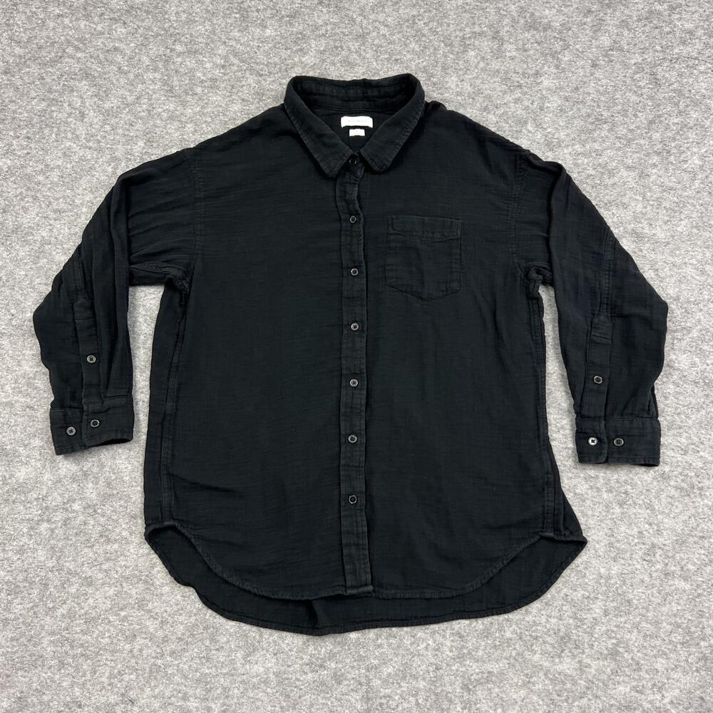 Aritzia Little Moon Shirt Womens S Black Organic Cotton Sail Shirt Guaze Preppy